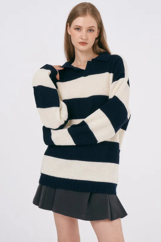 Harper Striped Chunky Pullover sold by storets