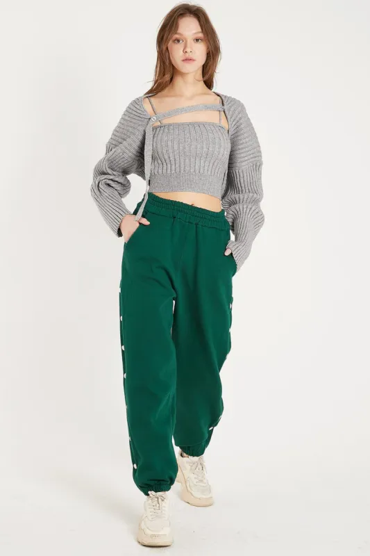 Desha Knit Crop Top Cardigan Set sold by storets