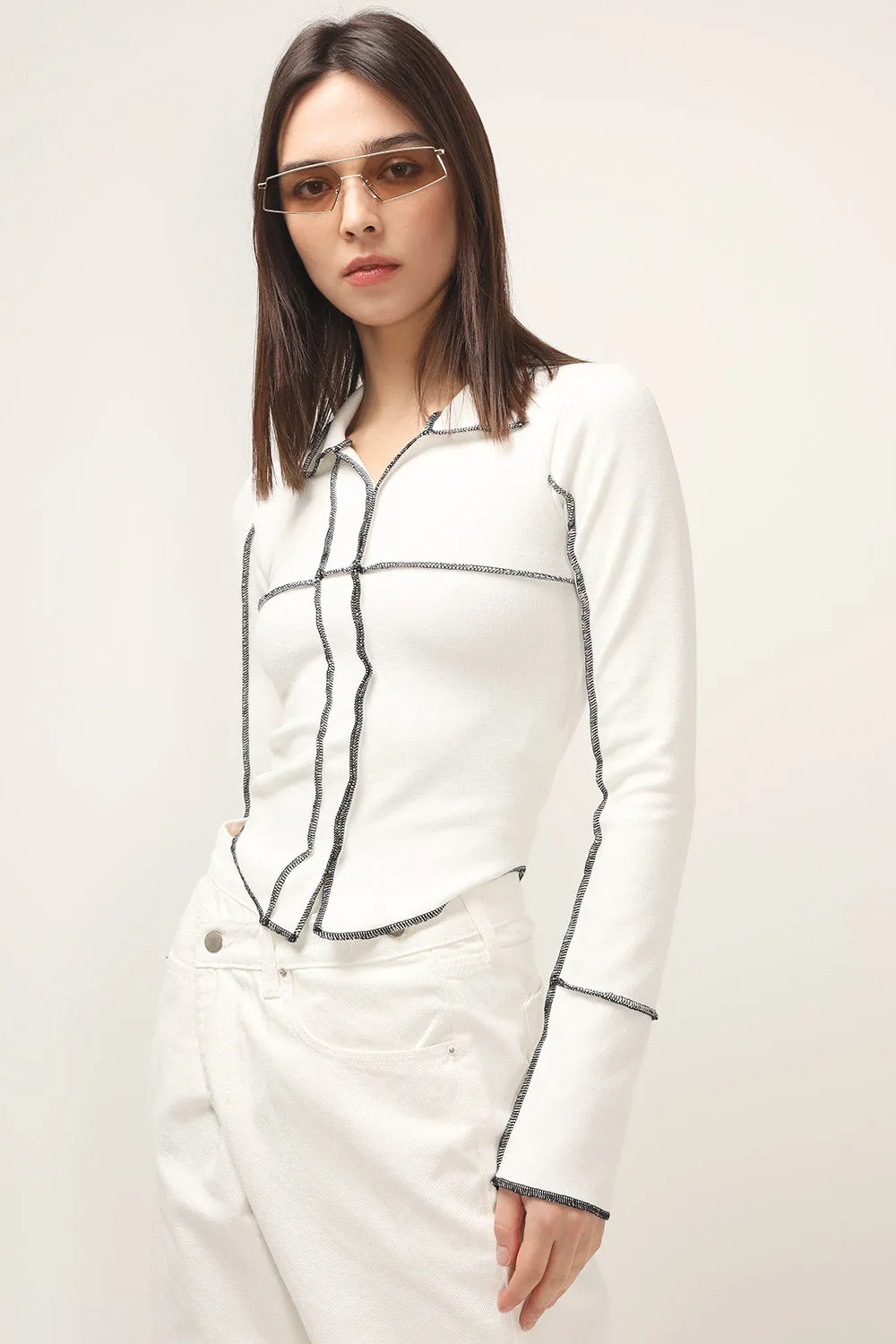 Rory Contrast Stitch Top sold by storets product image thumbnail 5