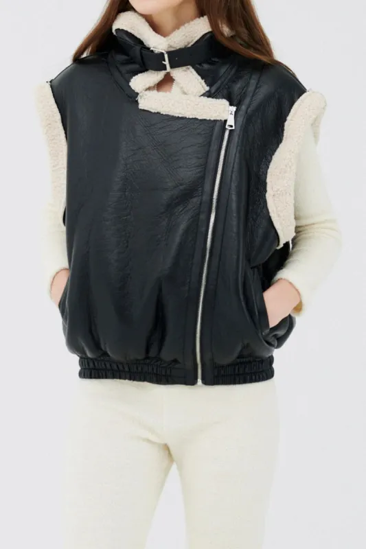 Arya Faux Shearling Vest sold by storets