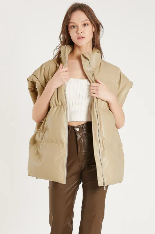 Destiny Pleather Puffer Vest sold by storets