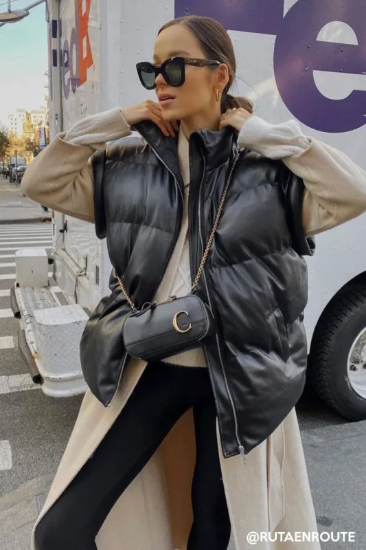 Destiny Pleather Puffer Vest sold by storets