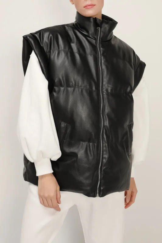 Destiny Pleather Puffer Vest sold by storets