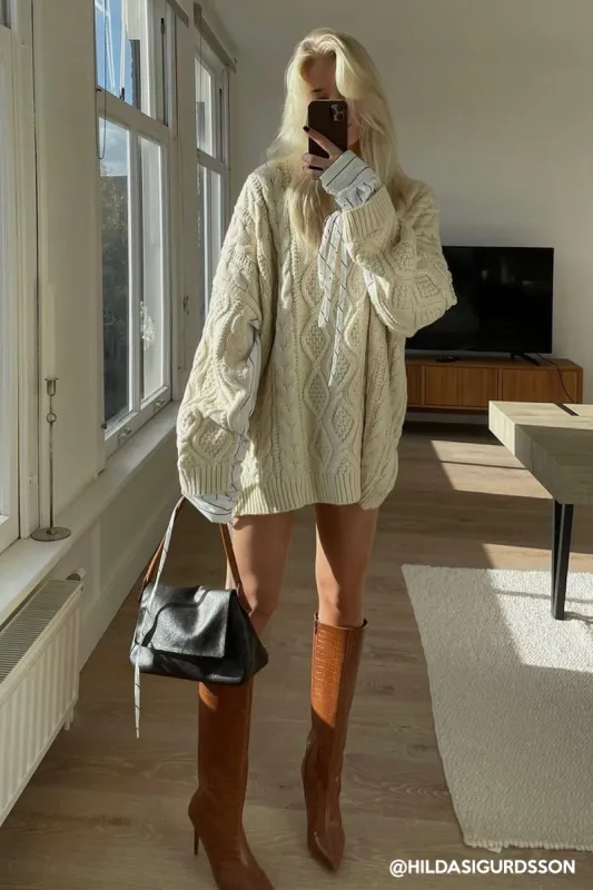 Sadie Shirt Combo Knit Pullover sold by storets