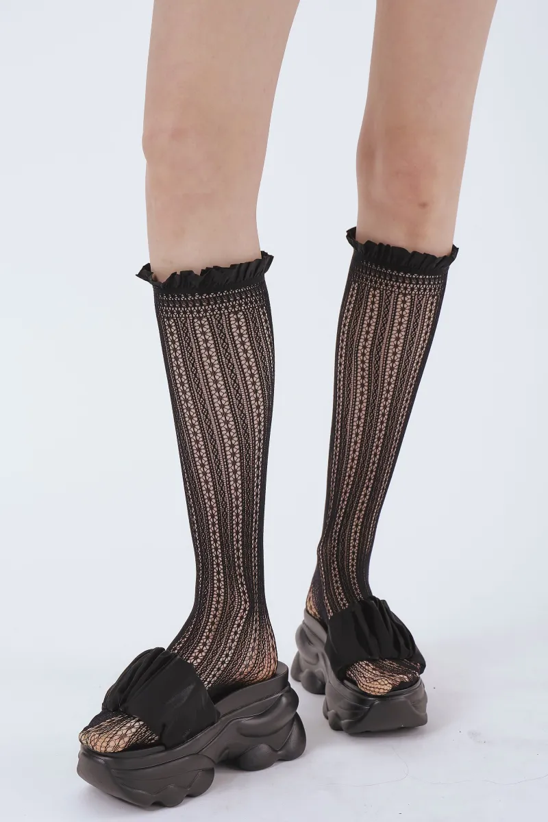 Lace Ruffled Knee Socks sold by storets