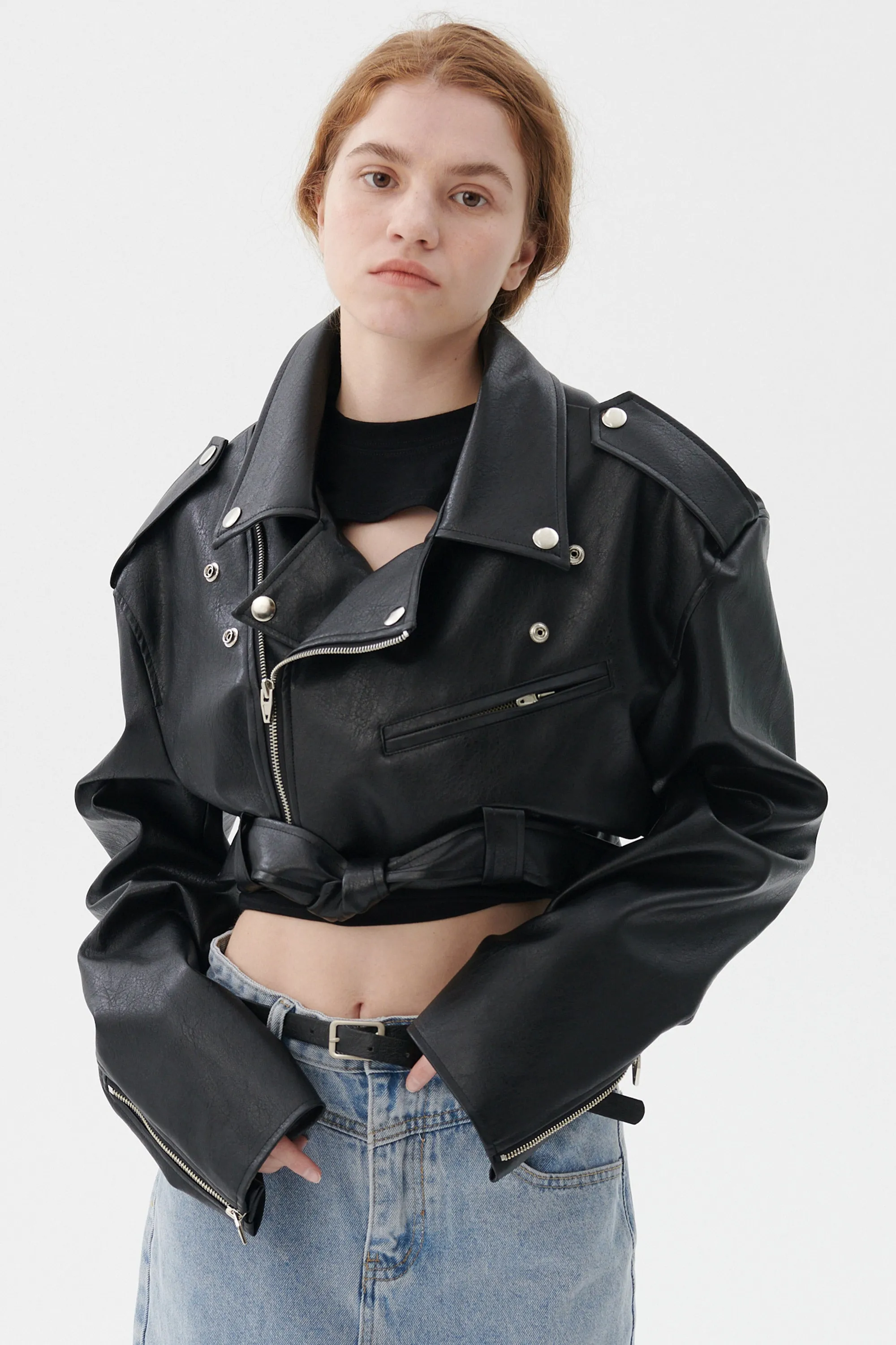 Emma Cropped Rider Jacket sold by storets product image thumbnail 3