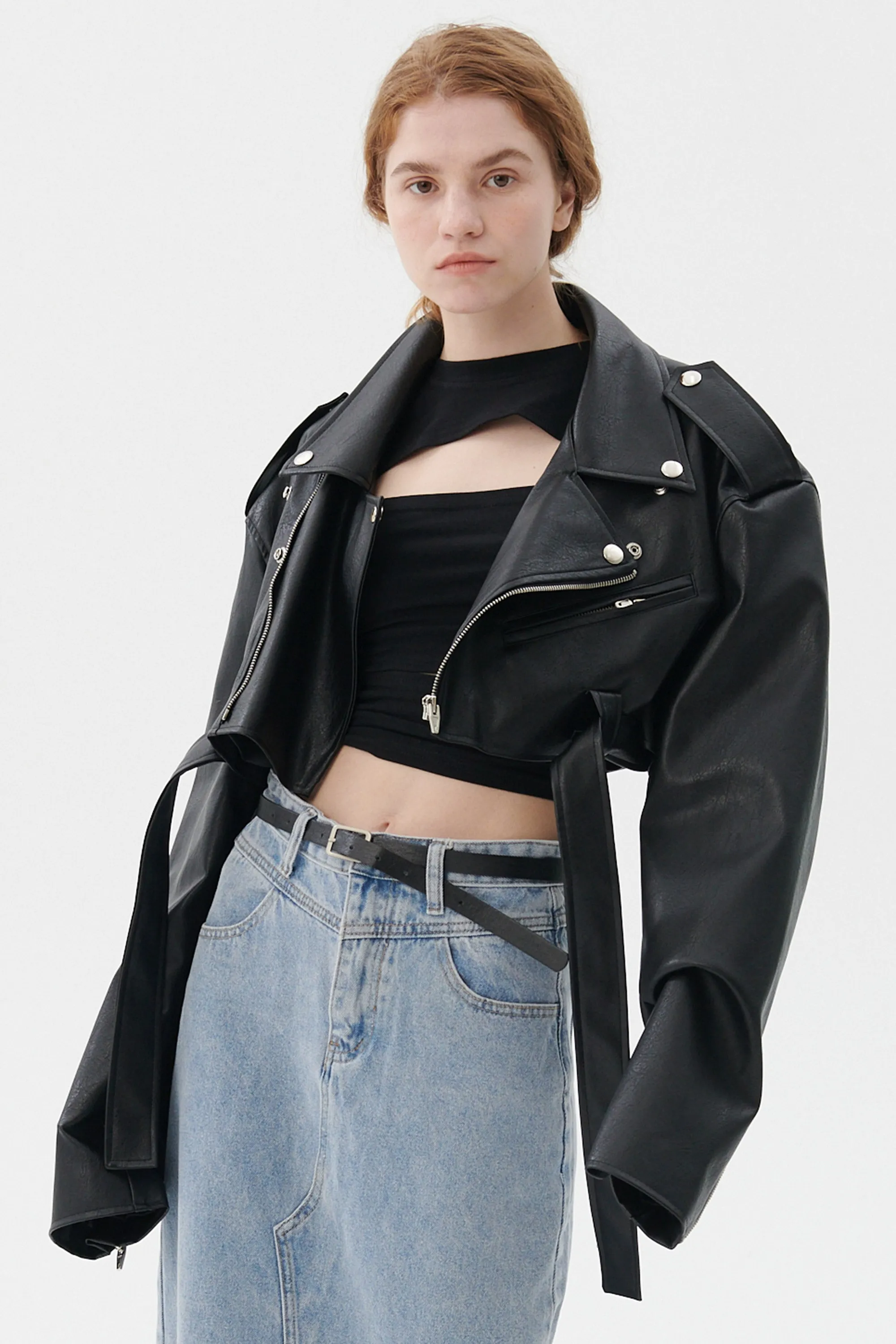 Emma Cropped Rider Jacket sold by storets
