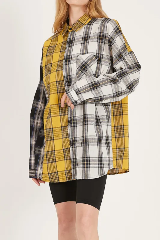 Clara Multi Color Plaid Oversized Shirt sold by storets