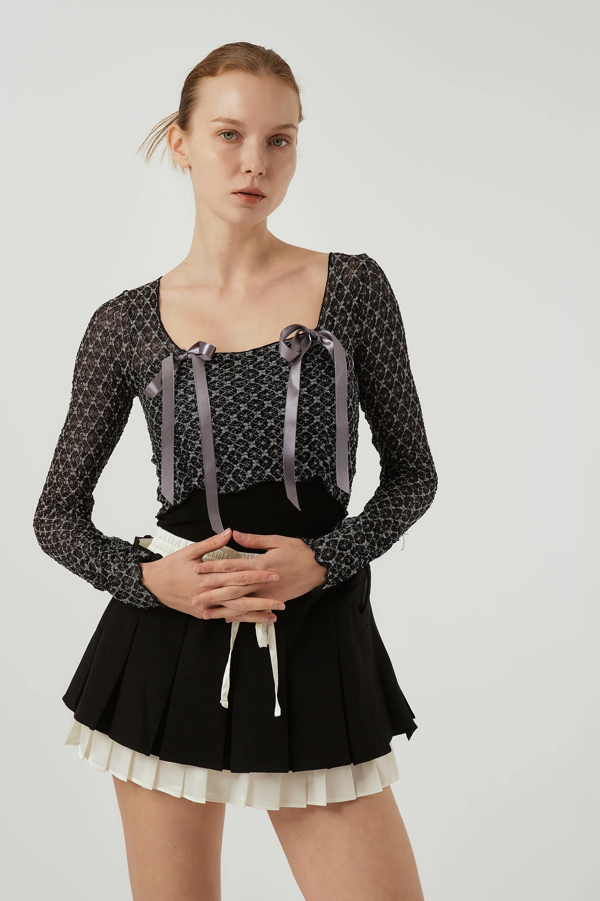 Lola Pleated Mini Skirt sold by storets