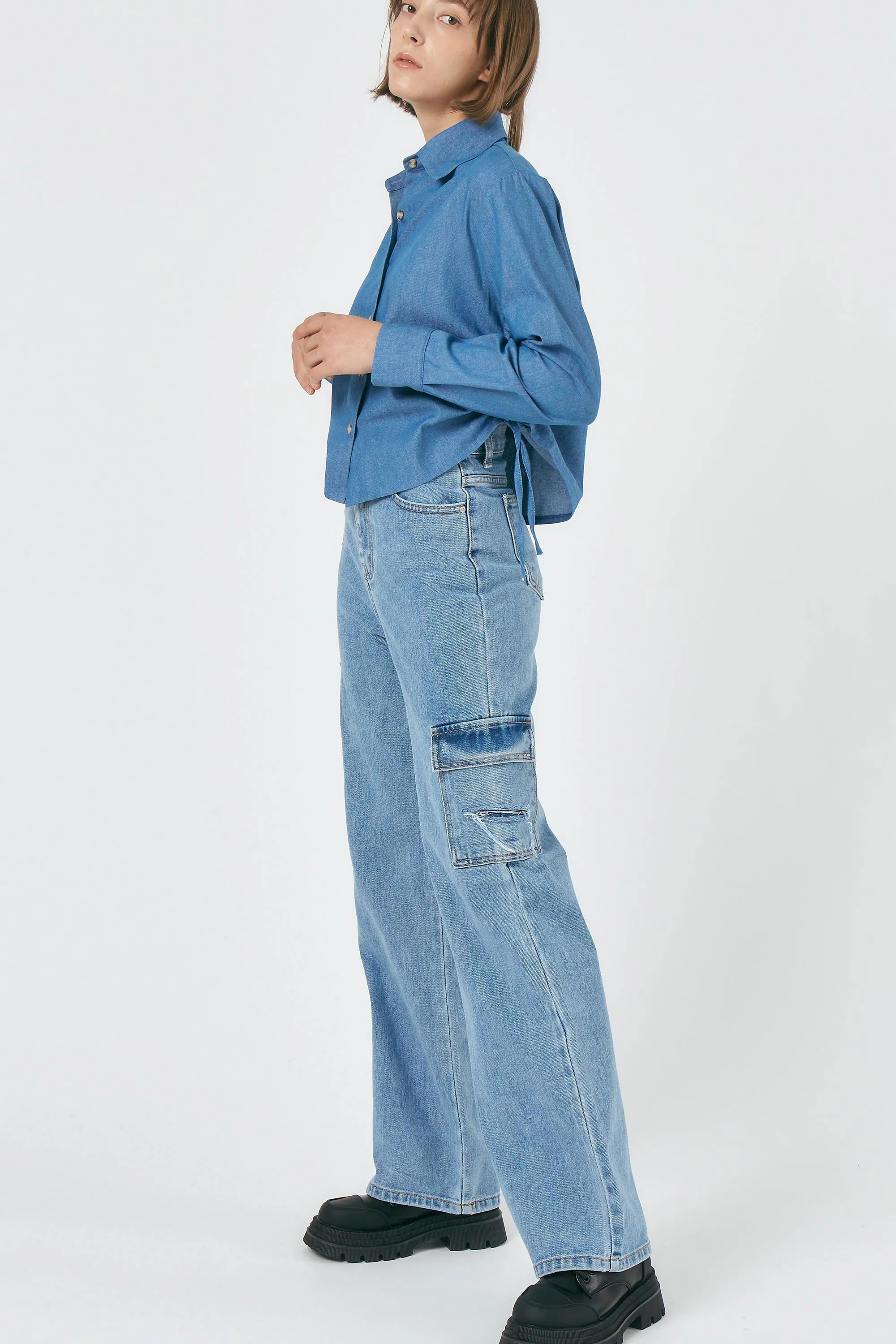 Eleanor Cargo Denim Pants sold by storets product image thumbnail 5