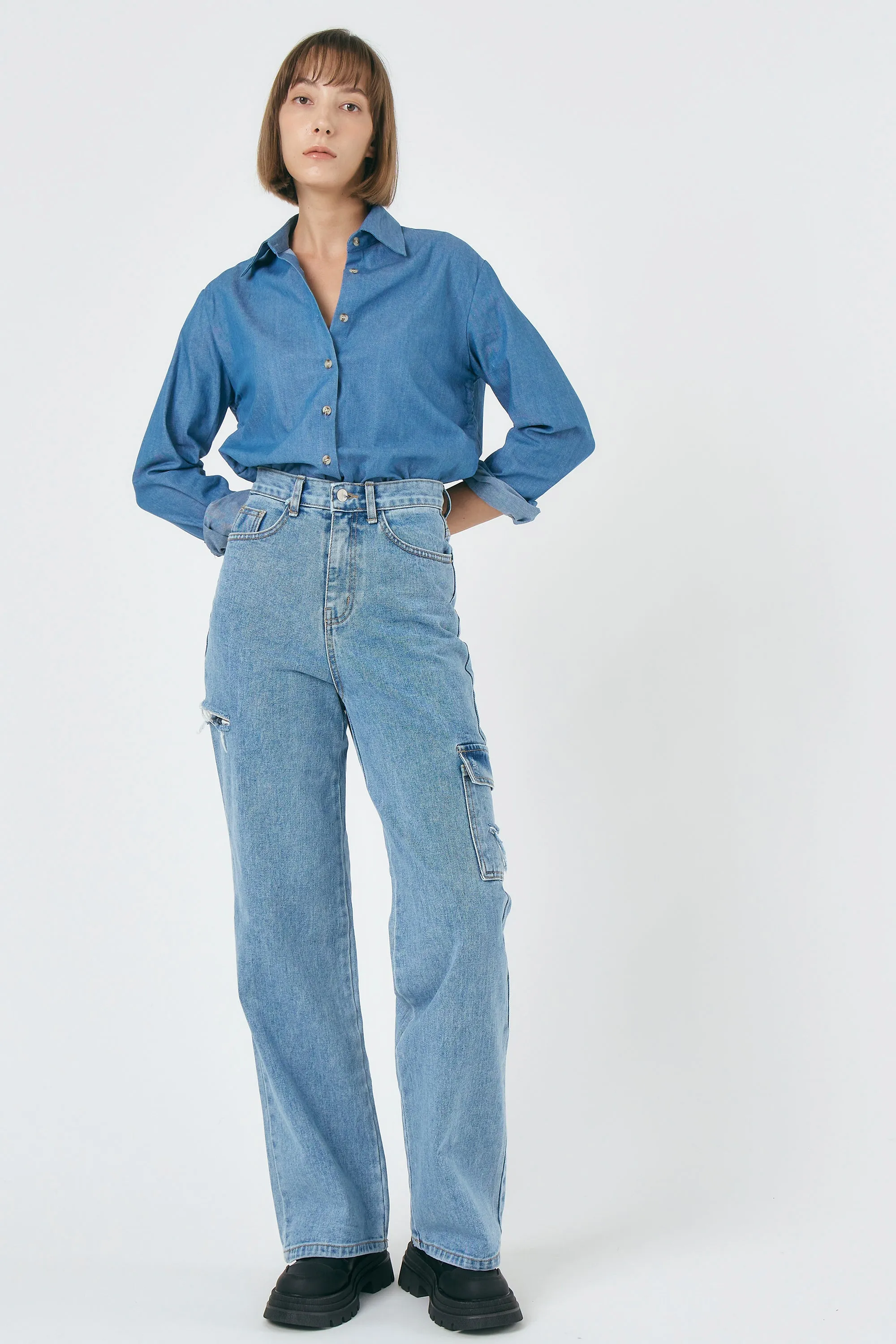 Eleanor Cargo Denim Pants sold by storets product image thumbnail 2