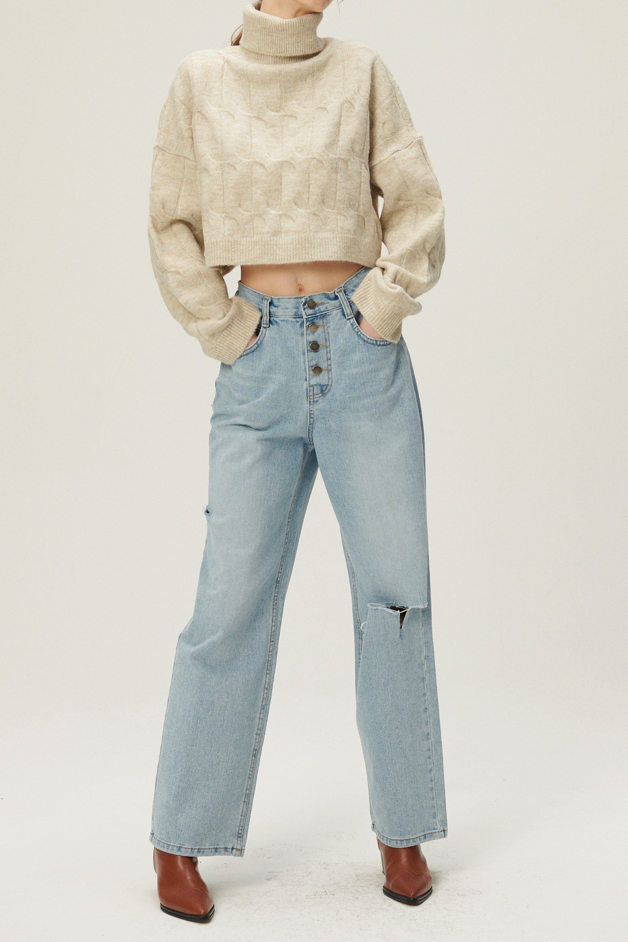 Elo Cutout Button Fly Jeans sold by storets product image thumbnail 3