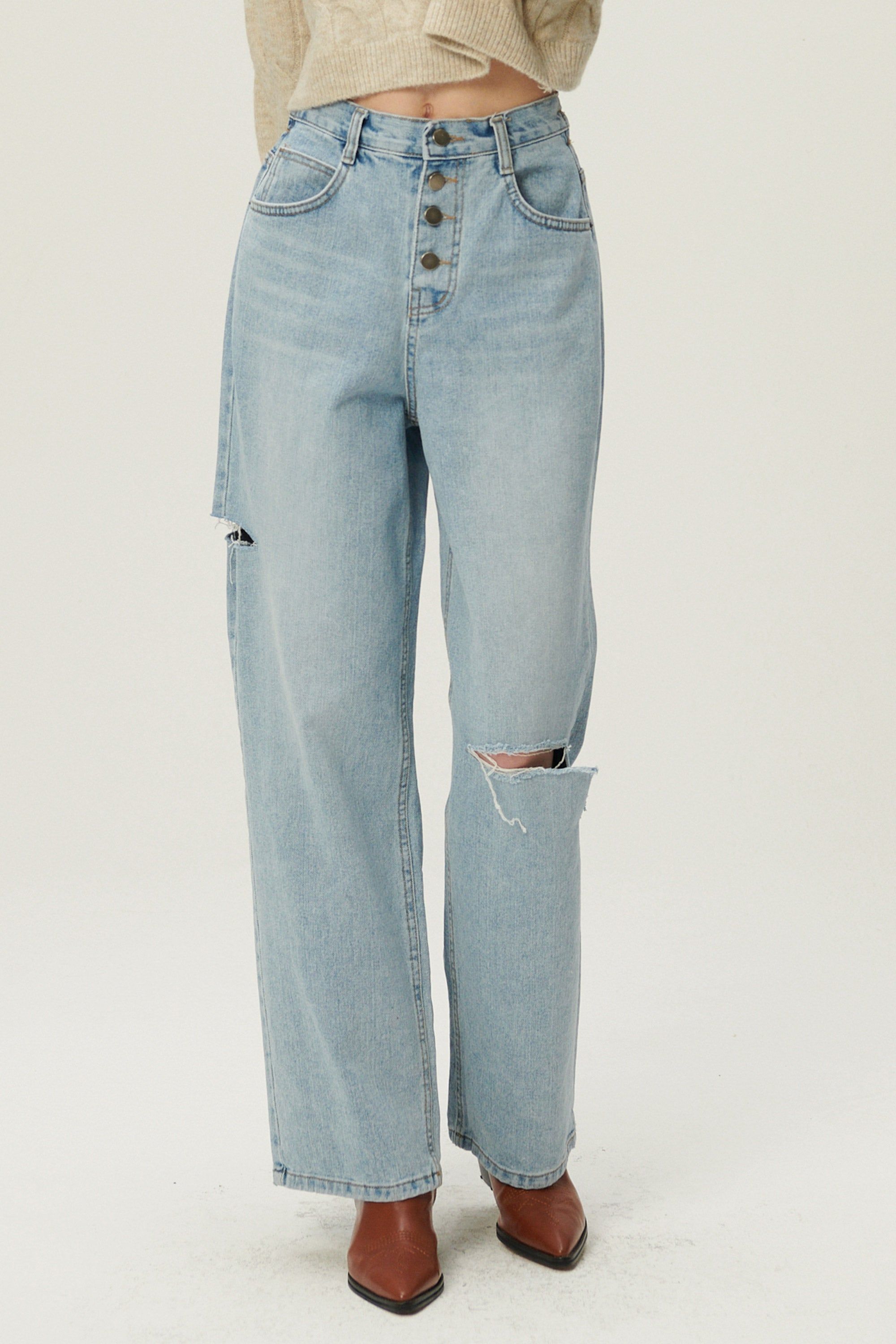 Elo Cutout Button Fly Jeans sold by storets product image thumbnail 5