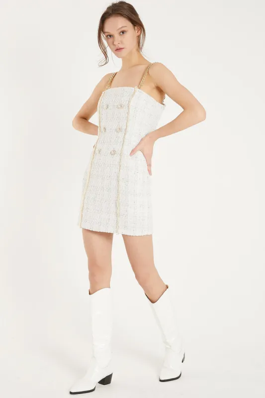 Vivi Tweed Mini Dress with Gold Chain sold by storets