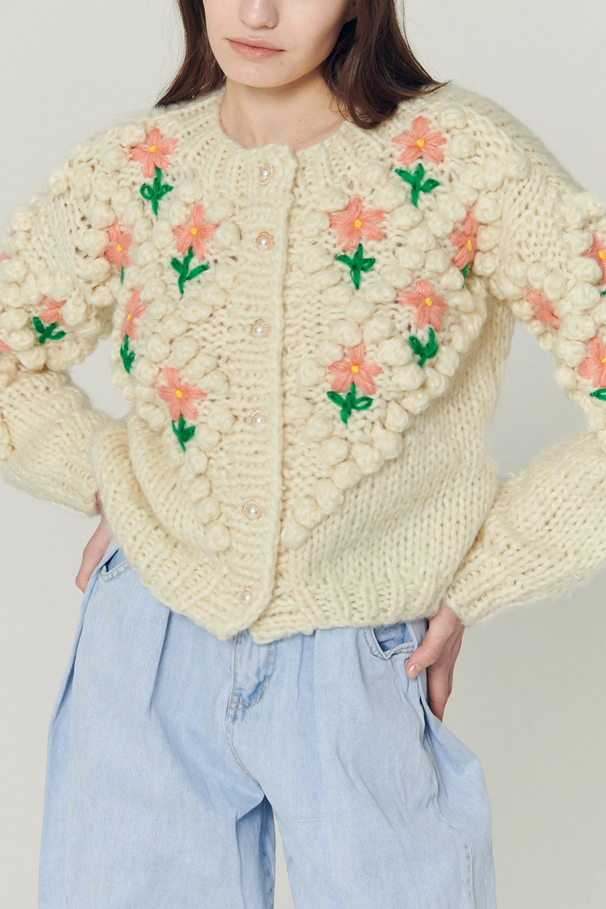 Lily Floral Embroidered Knit Cardigan sold by storets product image thumbnail 3