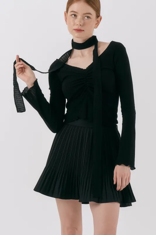 Abony Pointelle Top w/Scarf sold by storets