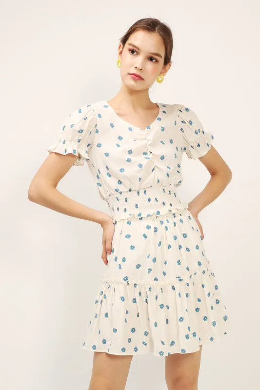 Kelly Daisy Printed Smocked Top sold by storets