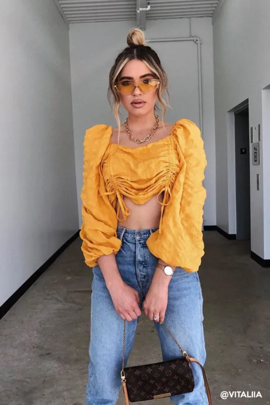 Ruth Ruched Drawstring Top sold by storets