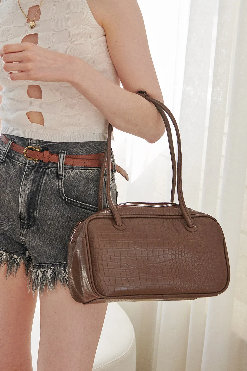 Gabi Faux Croc Shoulder Bag sold by storets product image thumbnail 2