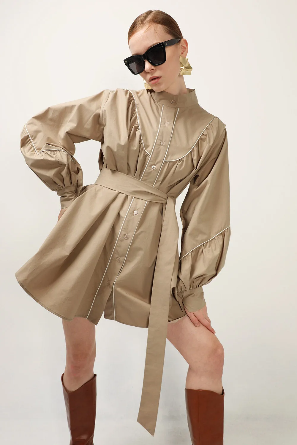 Tori Piping Detail Shirt Dress sold by storets product image thumbnail 5