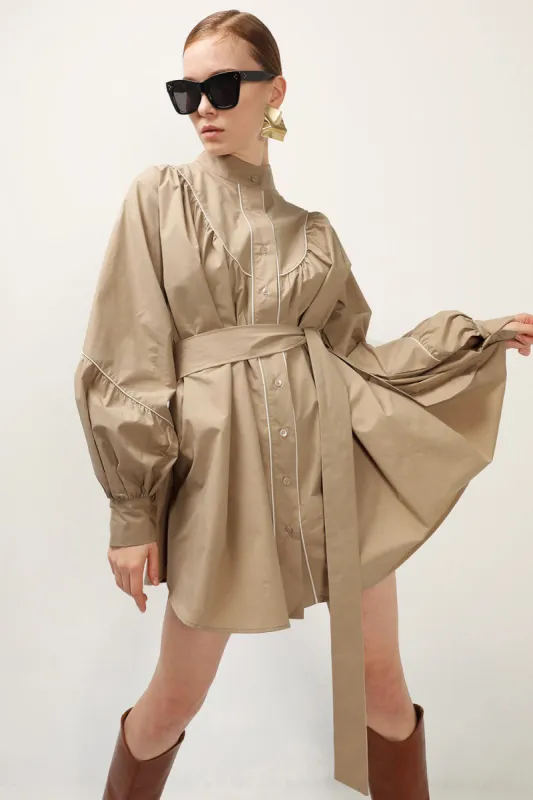 Tori Piping Detail Shirt Dress made by storets