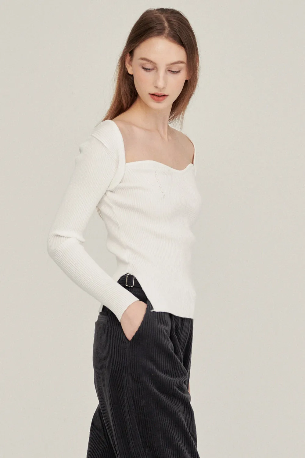 Enid Sweetheart Ribbed Top sold by storets product image thumbnail 4