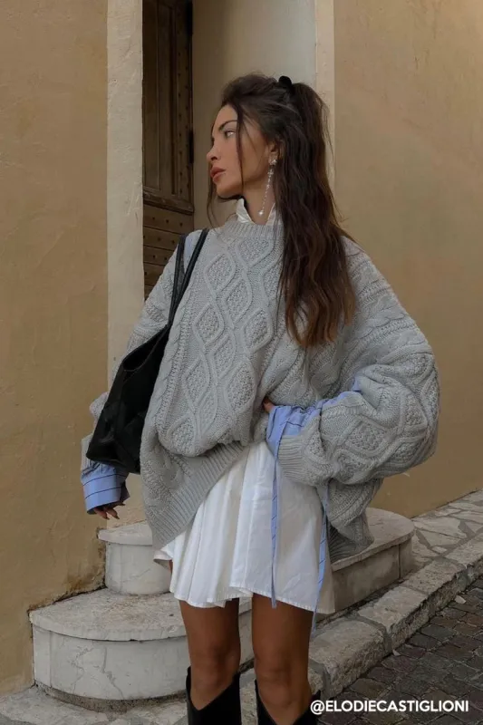 Sadie Shirt Combo Knit Pullover sold by storets