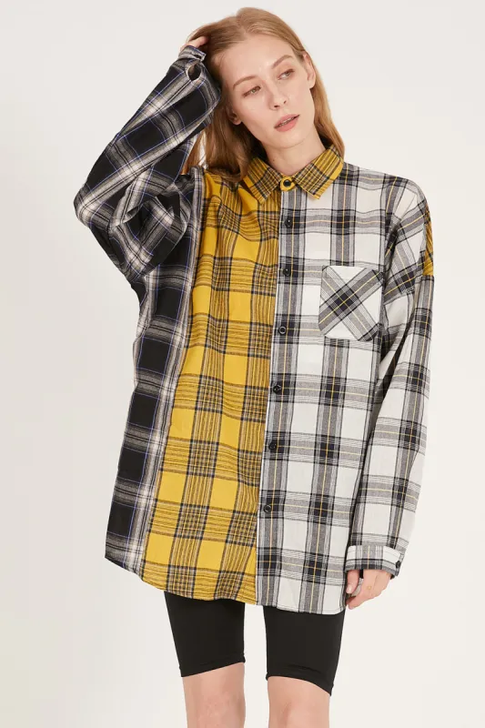 Clara Multi Color Plaid Oversized Shirt sold by storets