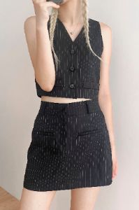 Mia Striped Mini Skirt sold by storets