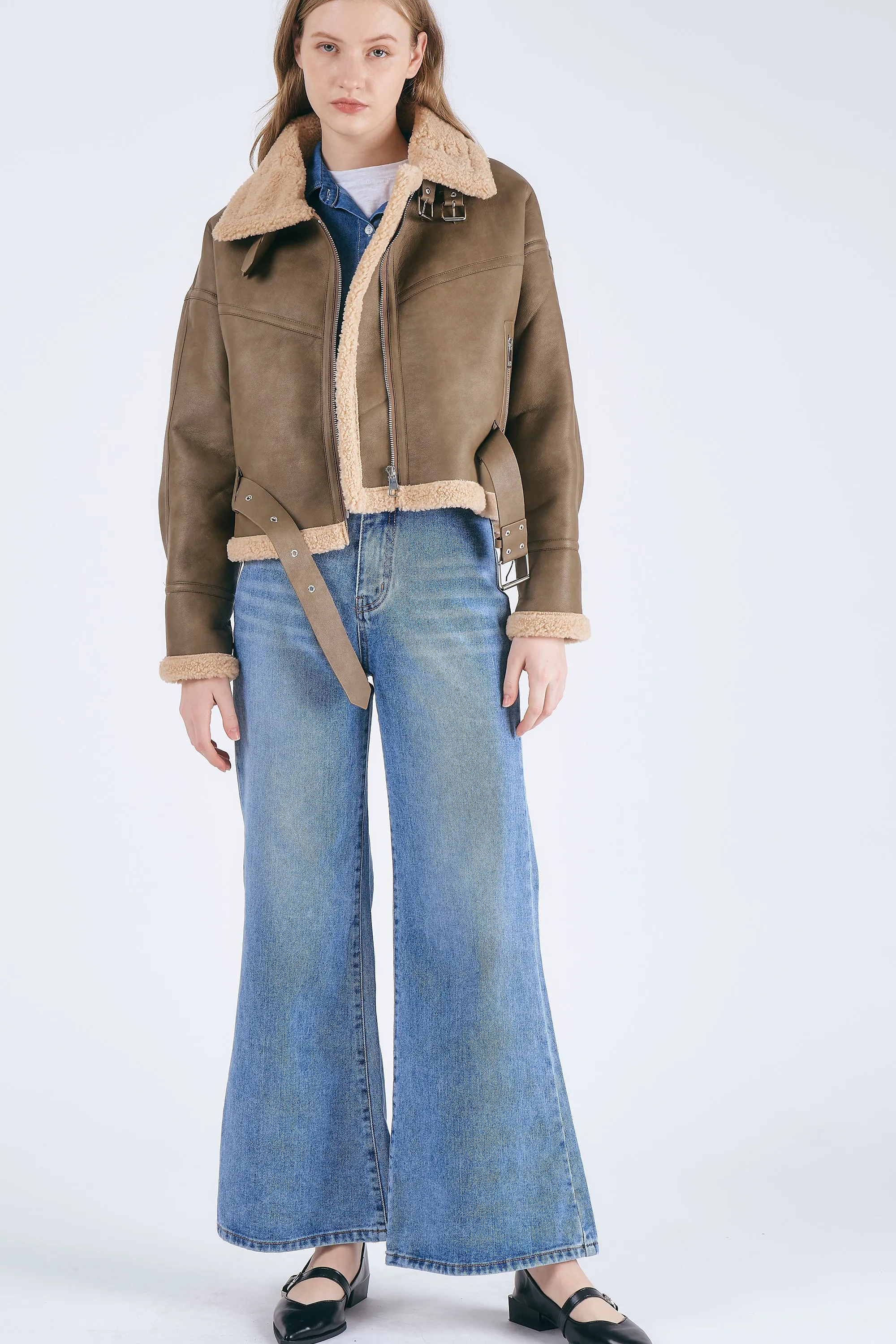 Dilla Faux Shearling Aviator Jacket sold by storets product image thumbnail 5