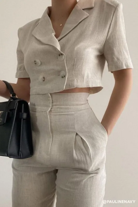 Blaire Linen Cropped Jacket sold by storets