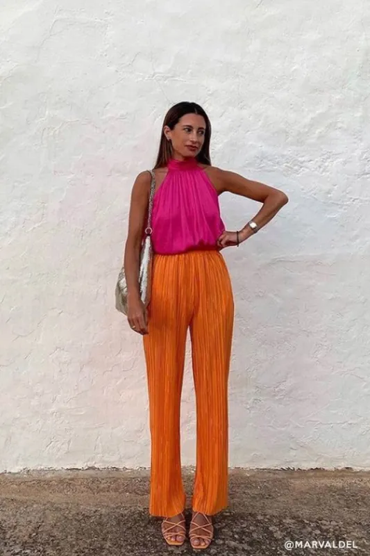 Peyton Crinkled Pleated Pants sold by storets