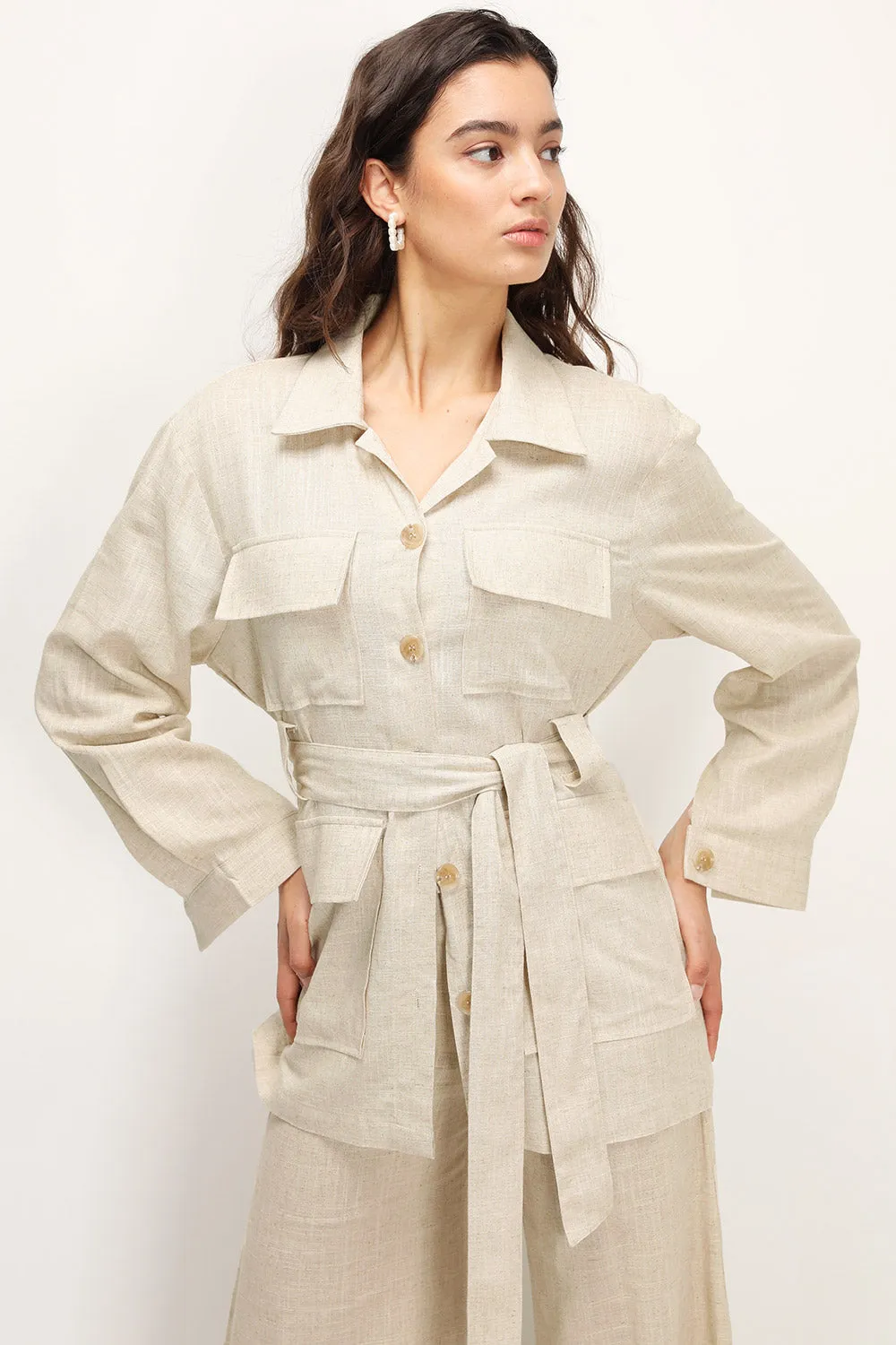 Dani Linen Safari Jacket sold by storets product image thumbnail 5