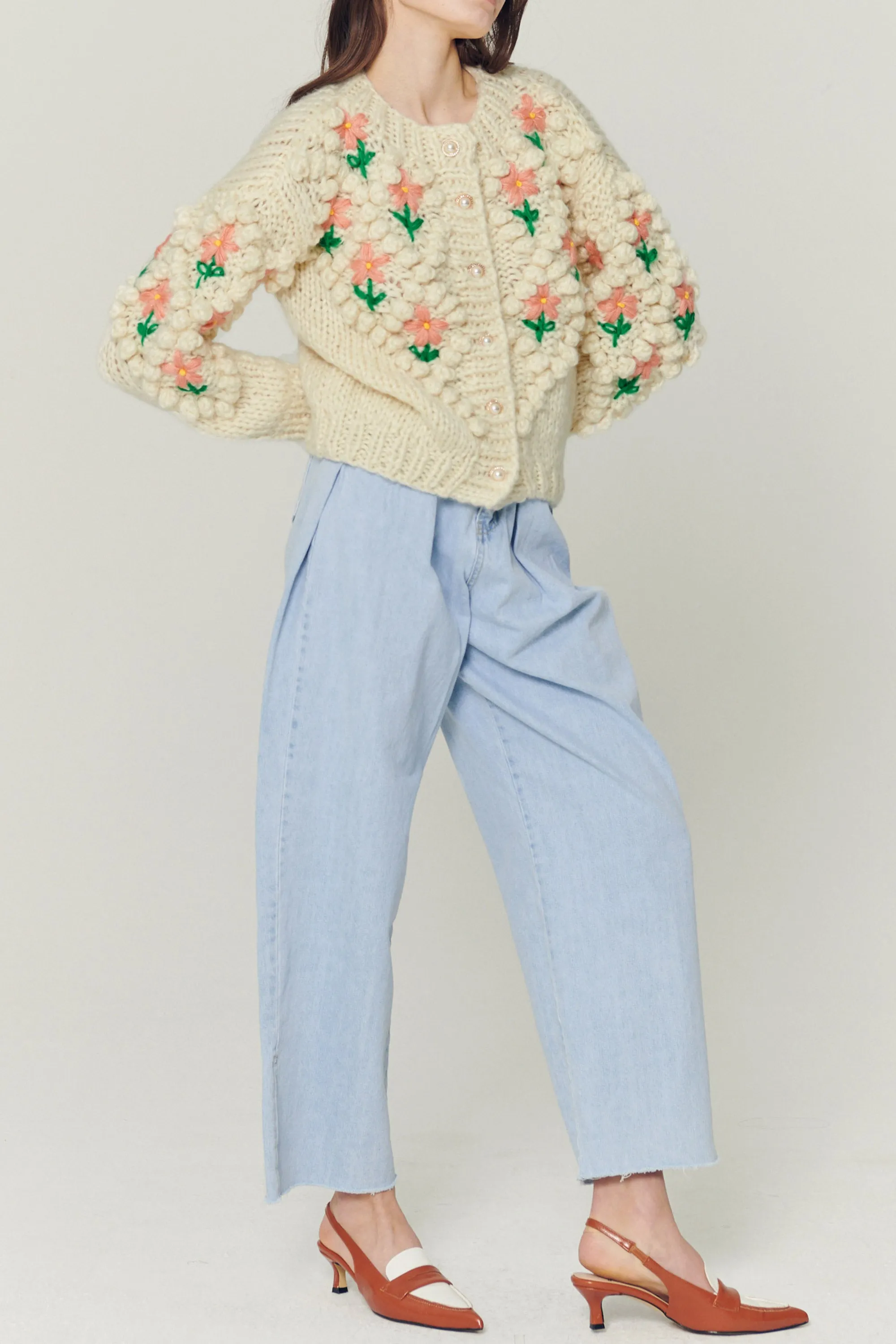 Lily Floral Embroidered Knit Cardigan sold by storets product image thumbnail 3