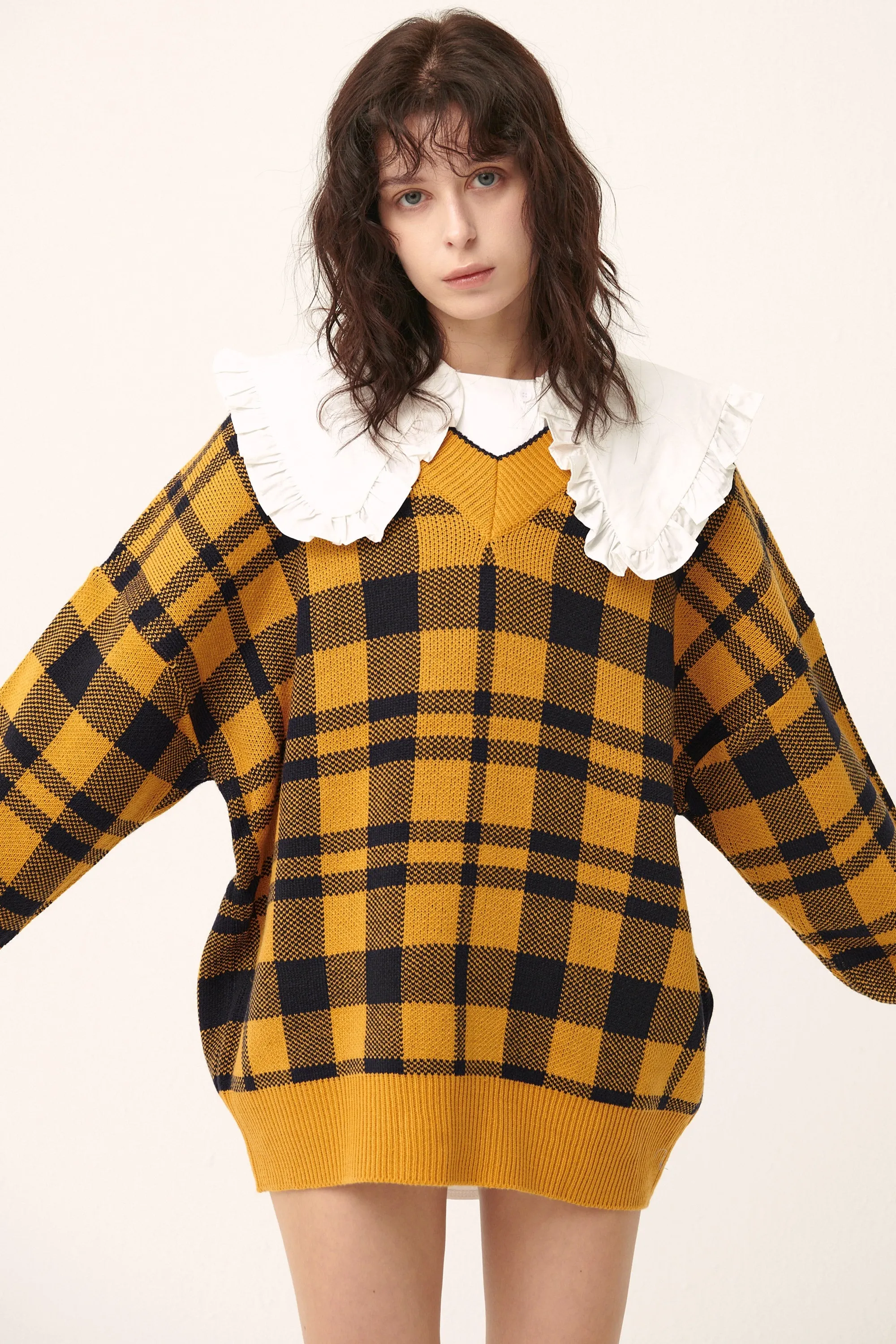 Alexis Oversized Sweater in Plaid sold by storets
