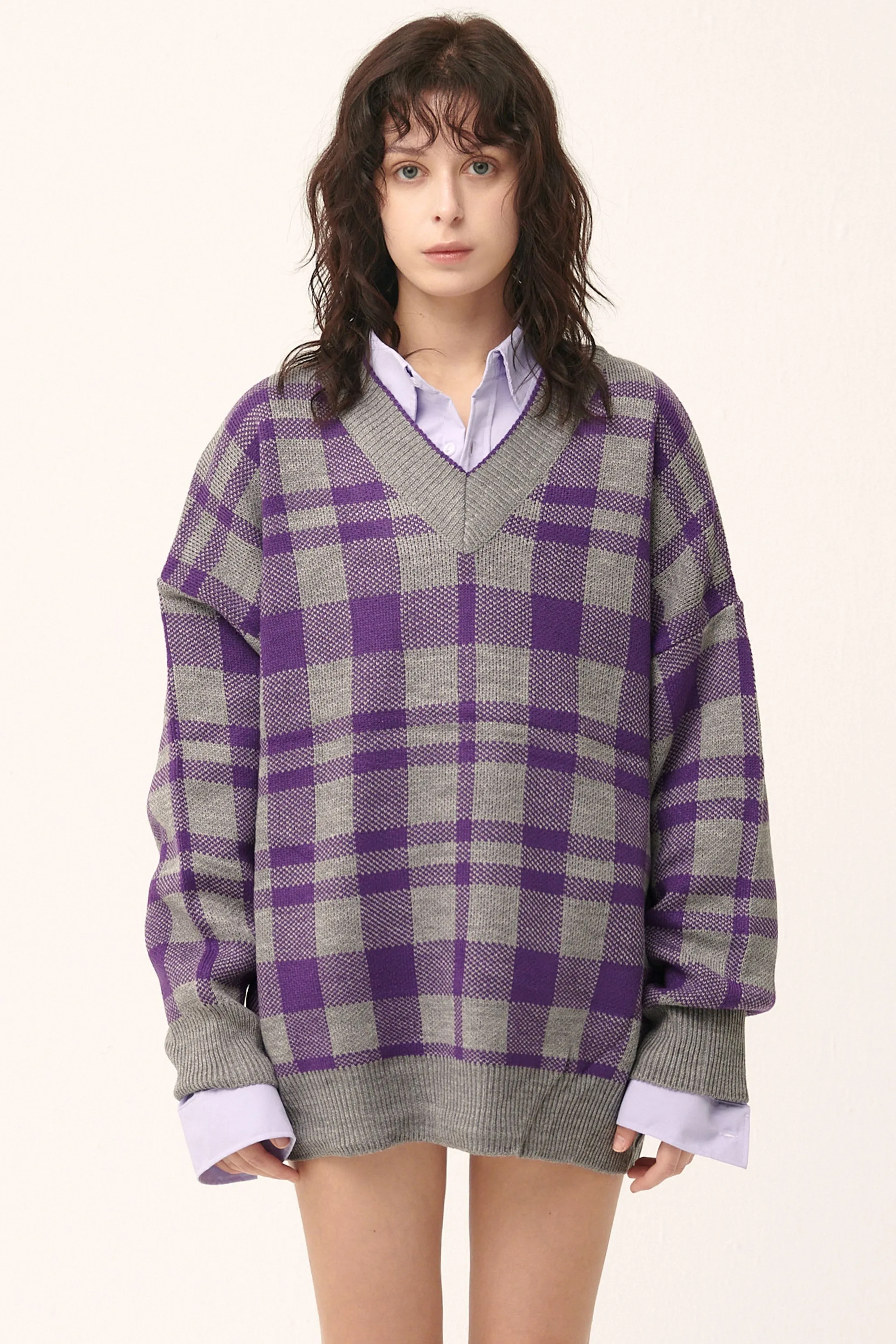 Alexis Oversized Sweater in Plaid sold by storets product image thumbnail 2