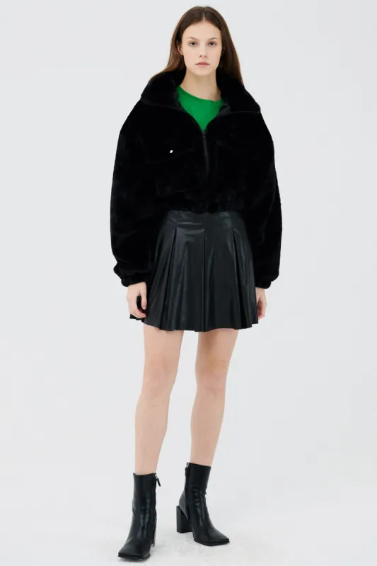 Iris Faux Fur Bomber Jacket sold by storets