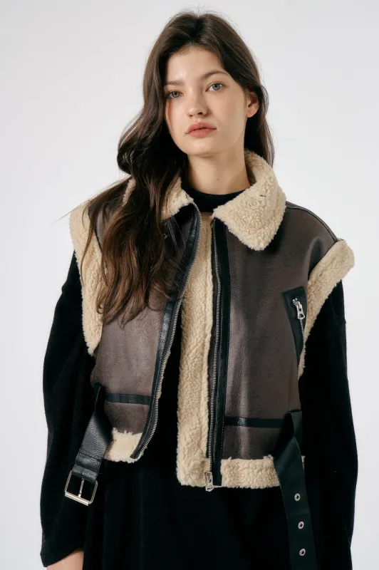 Celina Shearling Sleeveless Jacket sold by storets