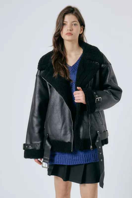 Celina Shearling Aviator Coat sold by storets