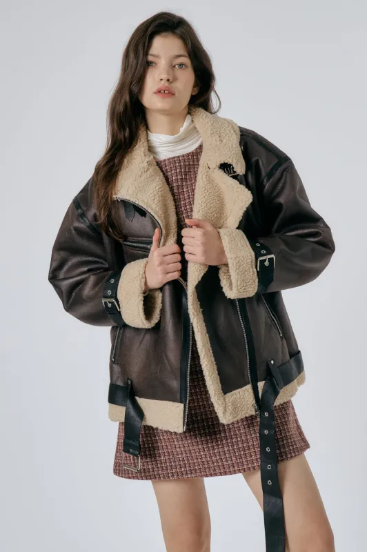 Celina Shearling Aviator Coat sold by storets