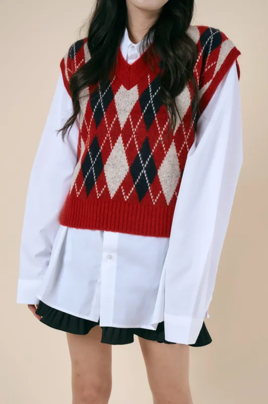 [STORETS X COSONNE] Argyle Knitted Vest sold by storets