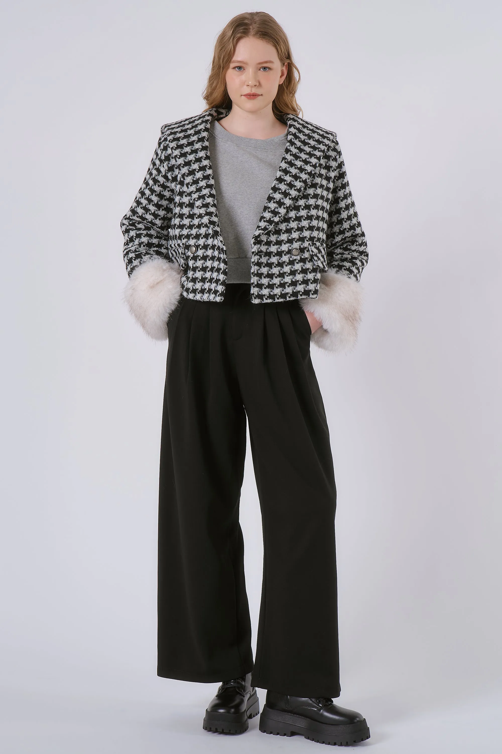 Poline Faux Fur Houndstooth Jacket sold by storets product image thumbnail 4