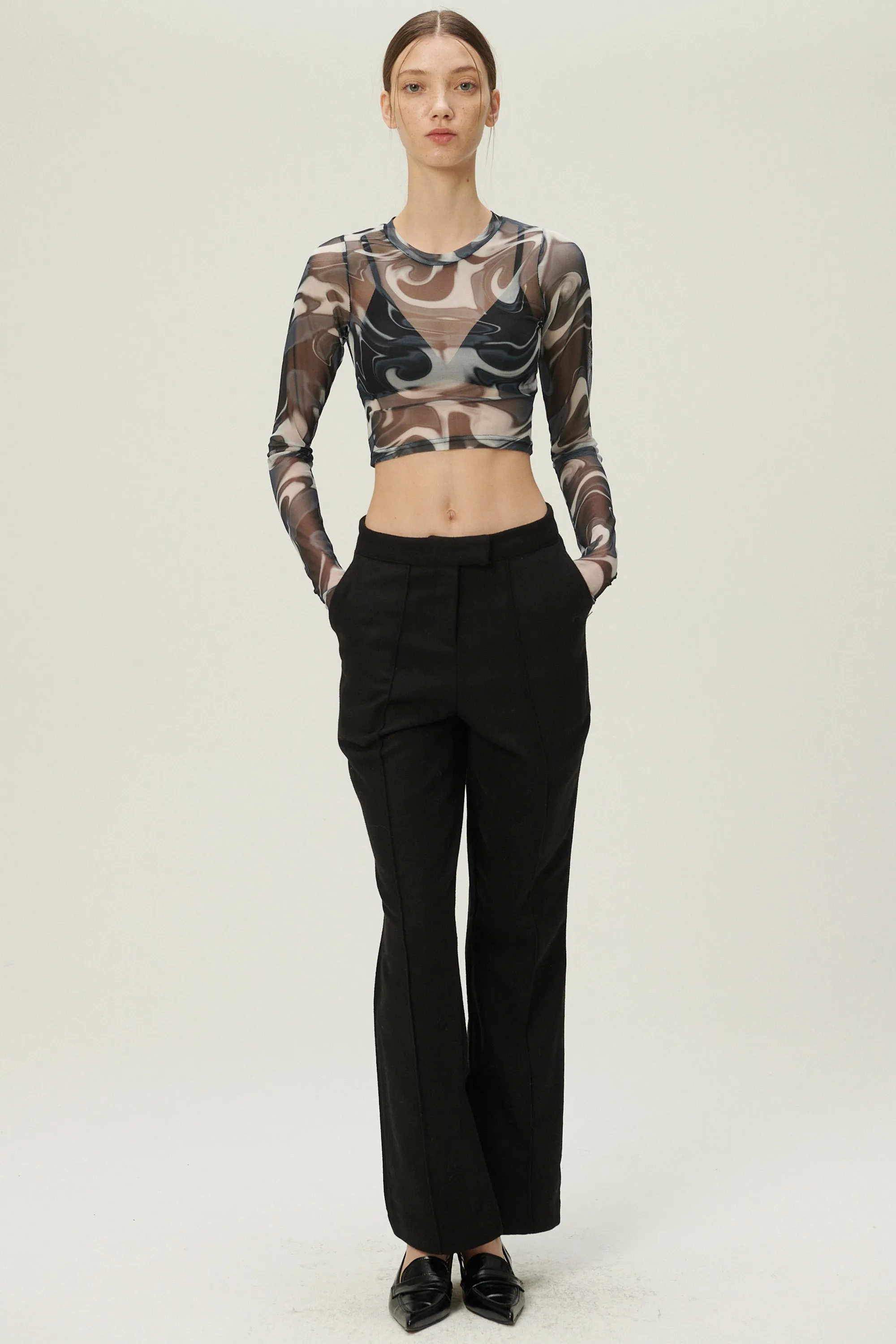 Luci Marble Mesh Top w/Thumbhole sold by storets product image thumbnail 3