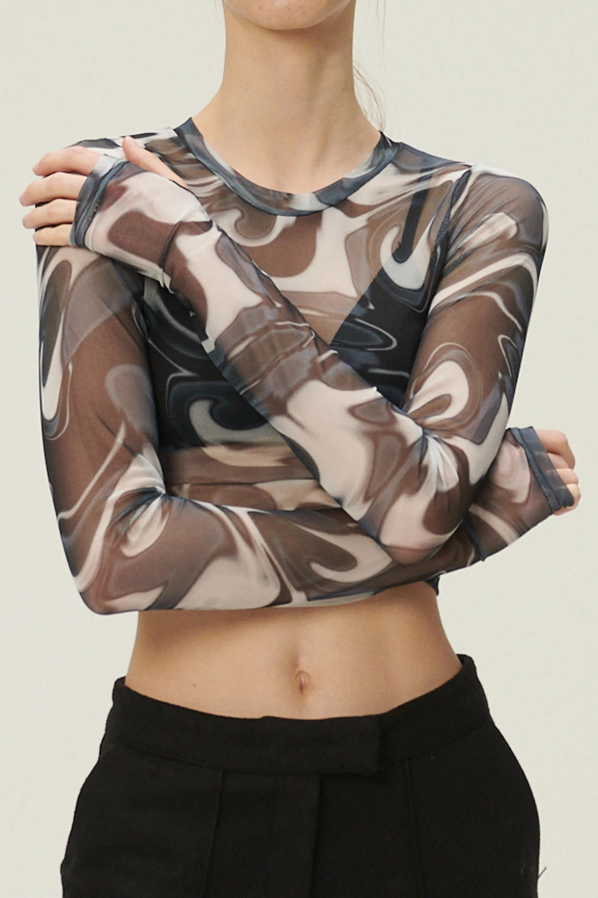 Luci Marble Mesh Top w/Thumbhole sold by storets product image thumbnail 2