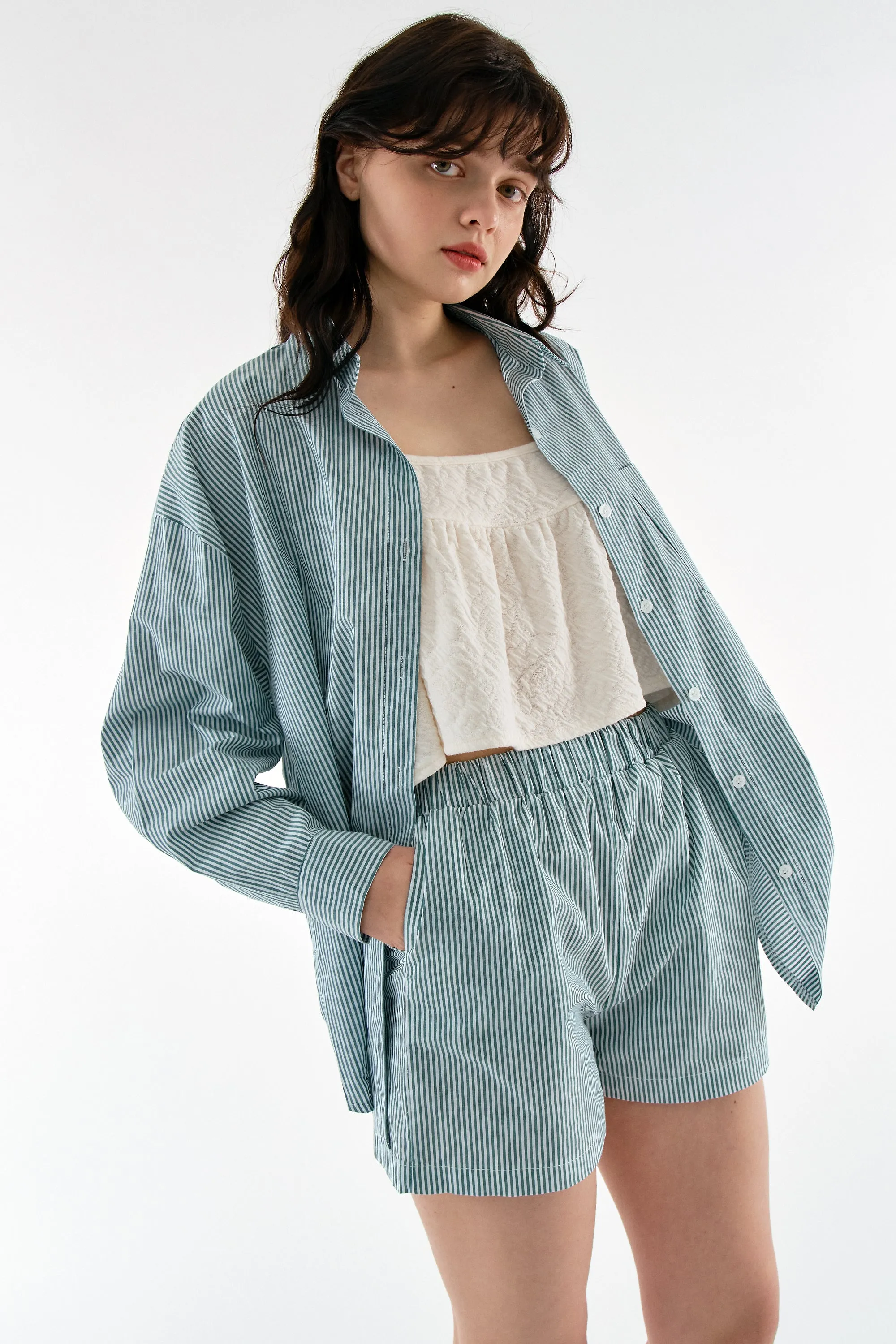 Mila Striped Shirt & Shorts sold by storets product image thumbnail 4