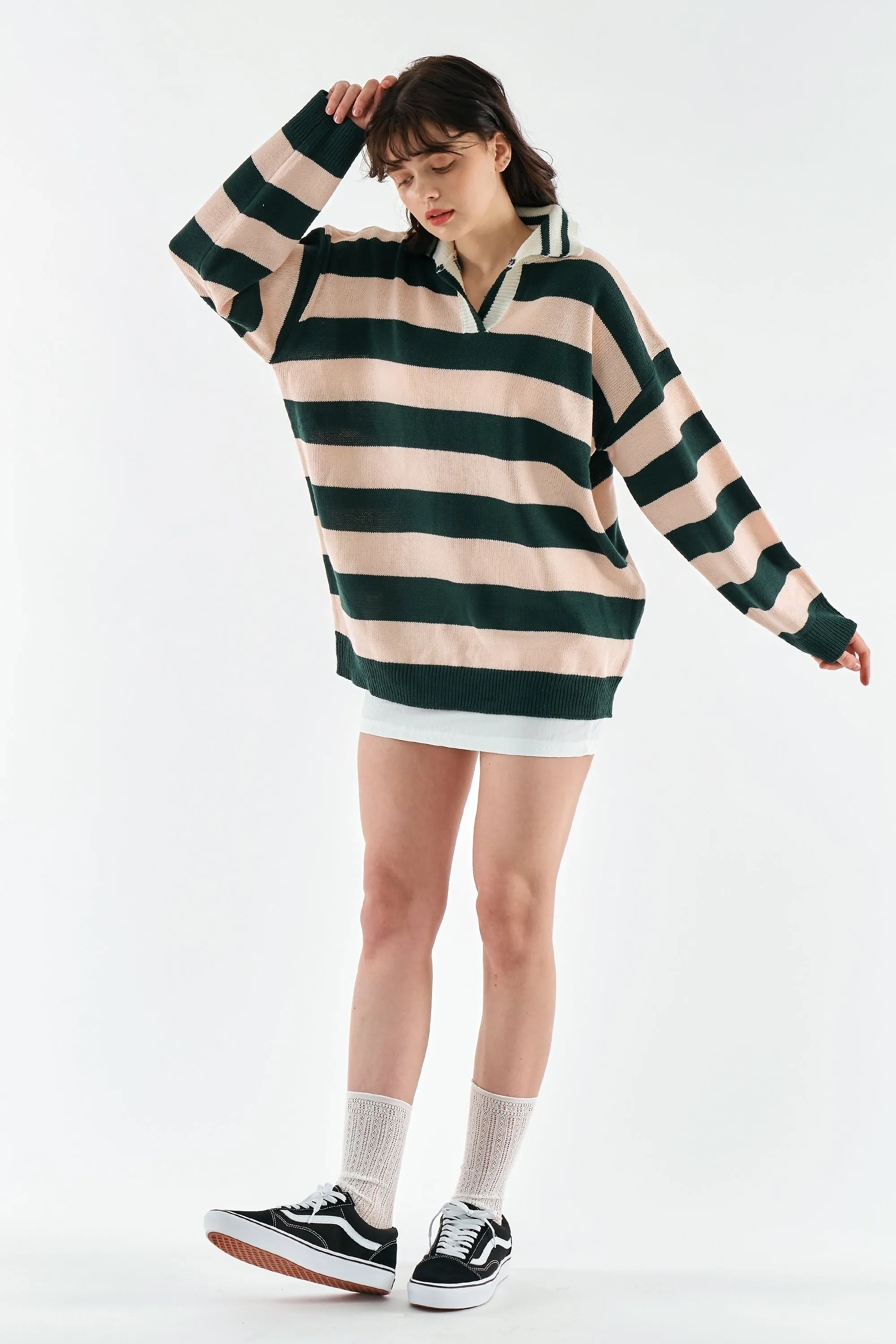 Rosy Stripe Collar Sweater sold by storets product image thumbnail 3