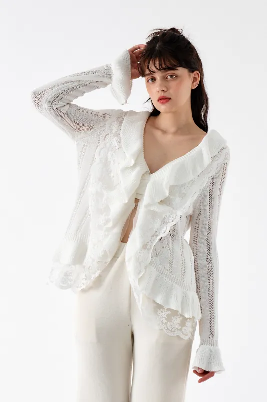 Miller Ruffle front Cardi Jacket sold by storets