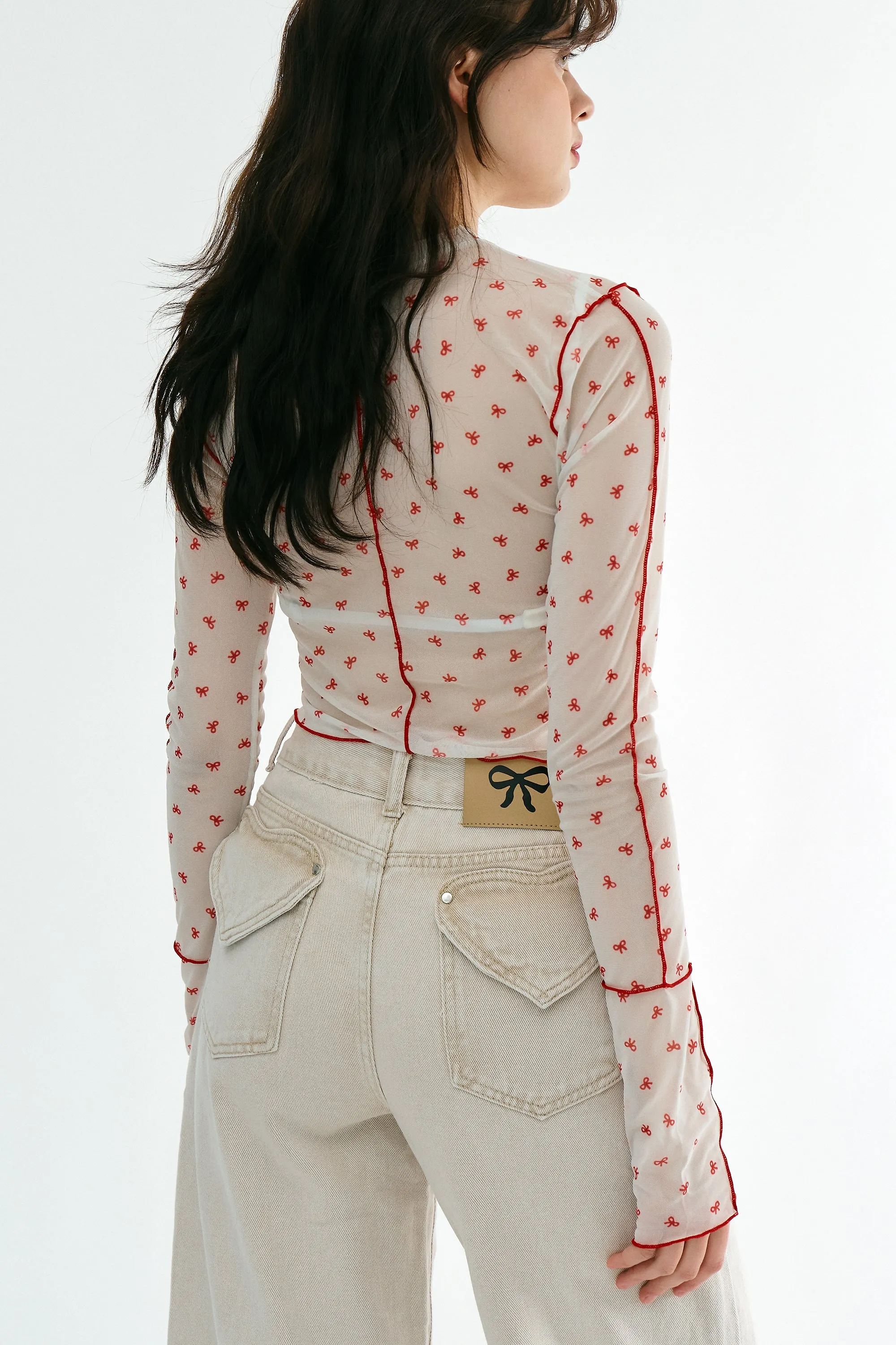 Avani Bow Printed Mesh Top sold by storets product image thumbnail 5