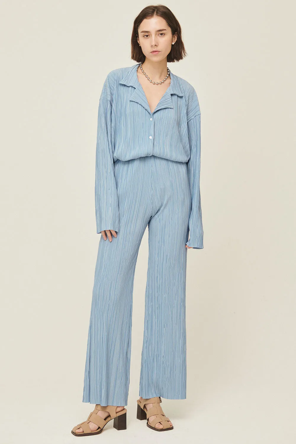 Maria Flared Leg Plisse Pants sold by storets