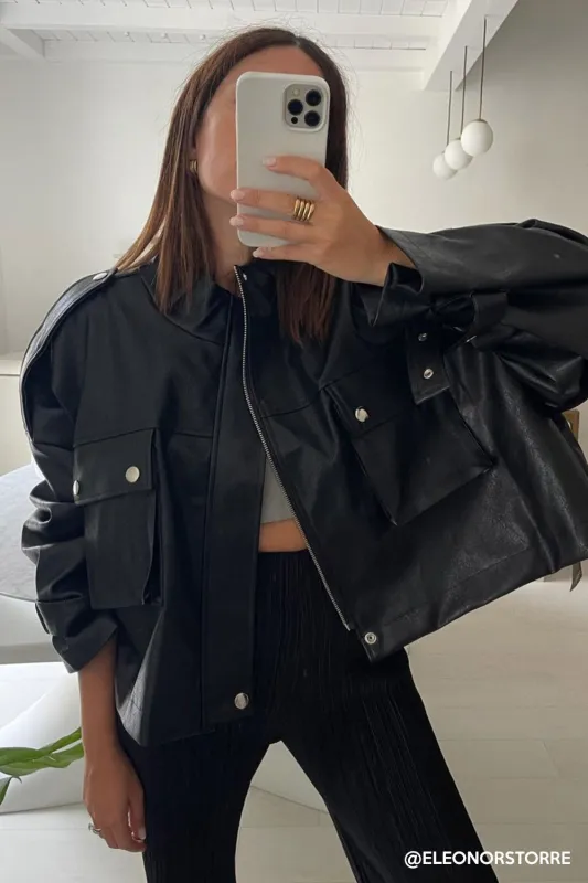 Naomi Oversized Pleather Jacket sold by storets